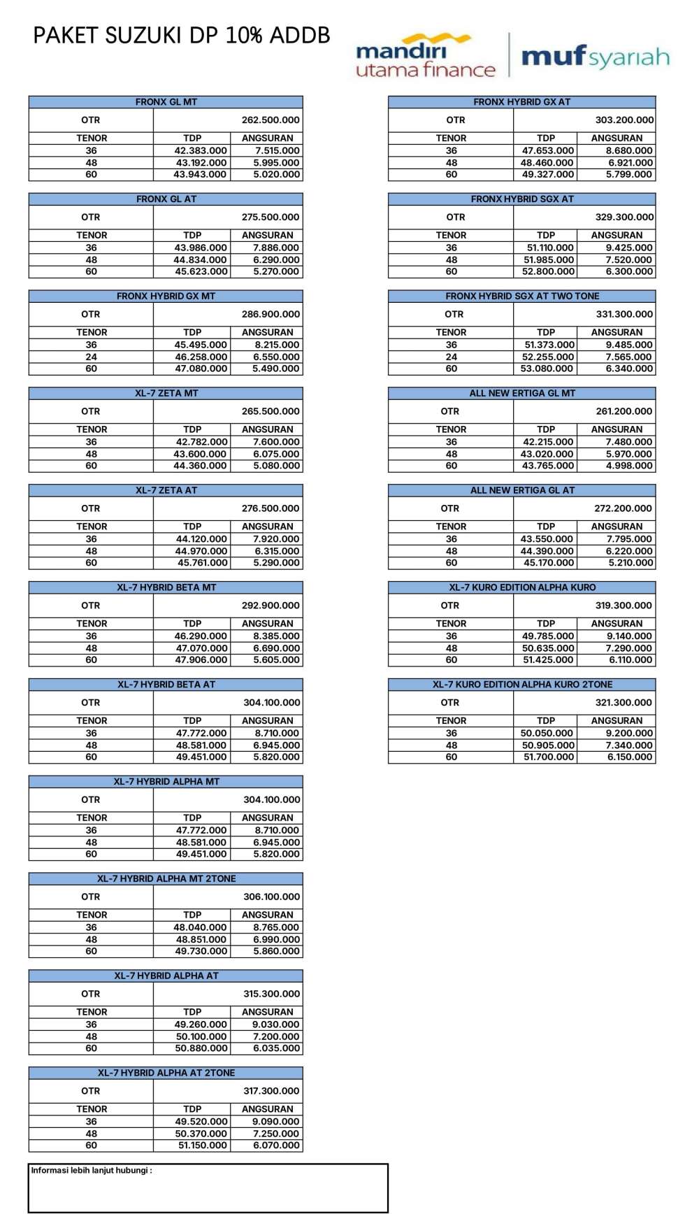 Pricelist 1